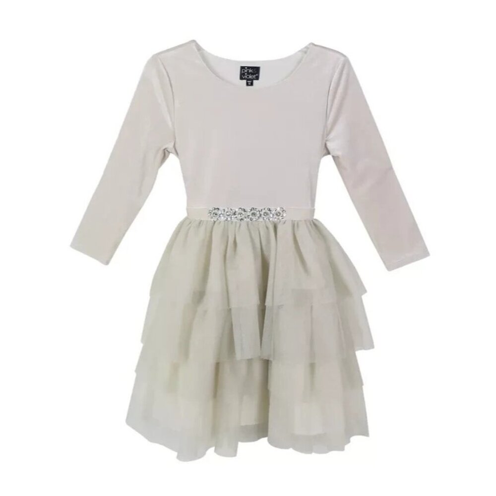 Pink Violet Big Girls Velvet Bodice Shimme Ivory Size 16 MSRP $84